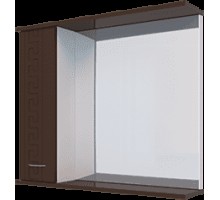 Шкаф навесной, 1 дверь + зеркало, 600, (Троя, Белый снег, Молочный глянец)